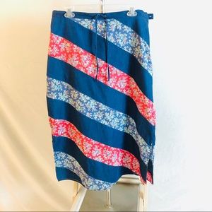 Midi Skirt Chambray & Floral by Crazy Horse Sz 12